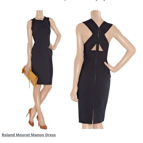 ROLAND MOURET SOLD OUT MANON DRESS.NAVY BLUE. SIZE 6. BNWOT - Picture 4 of 9